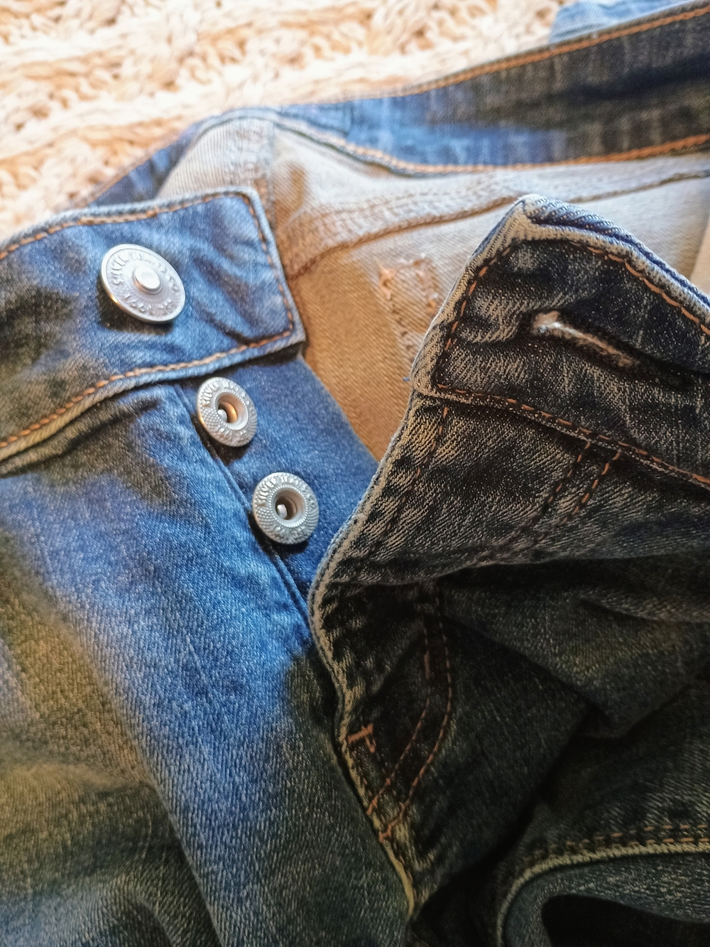 Silver Mid Rise Button Fly Jeans - Picture 3 of 4